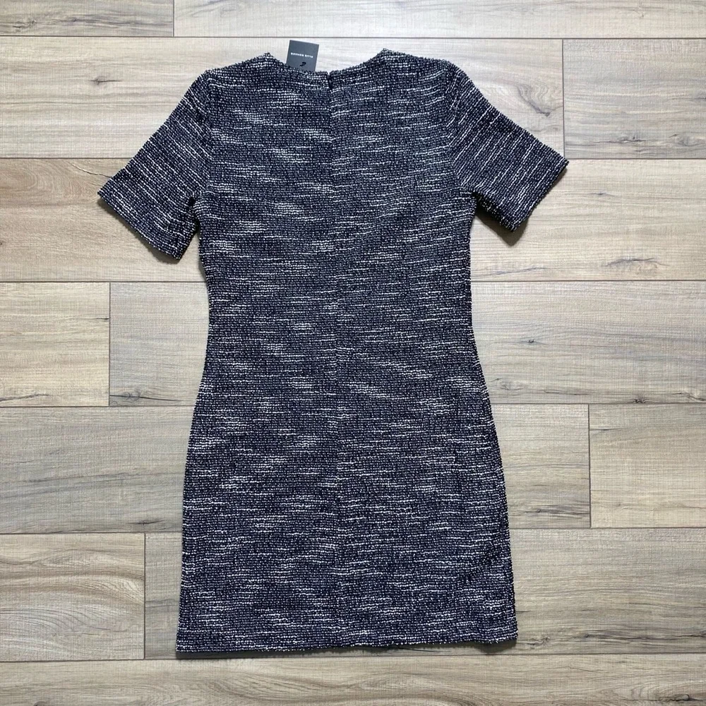 Club Monaco Womens‎ Textured Short Sleeve Lined Dress Size Small Black Mix